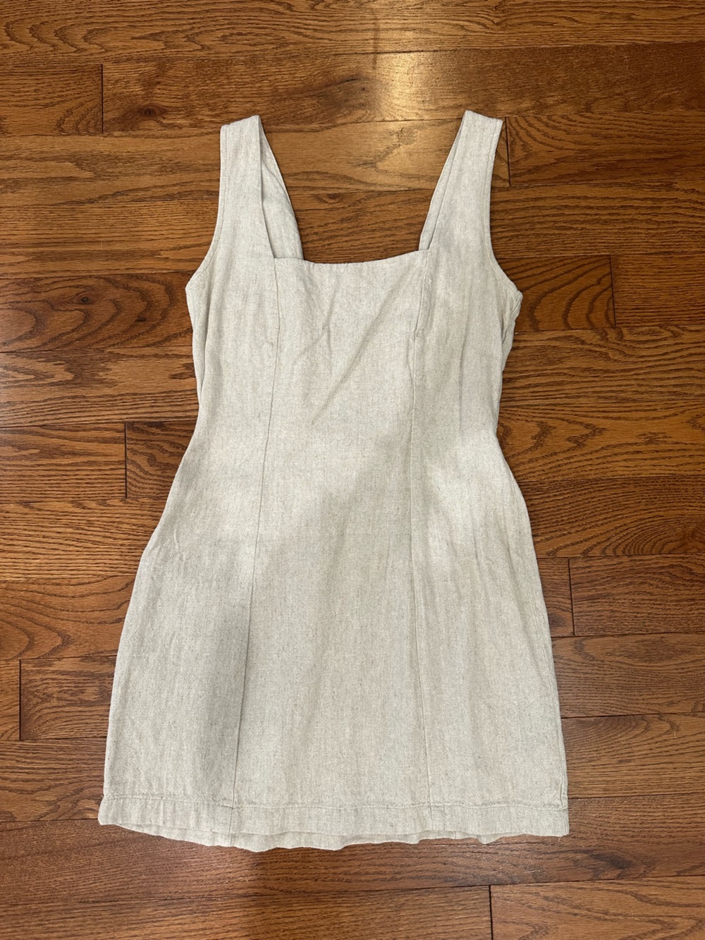 Old Navy Tan Linen Square-Neck Mini Dress